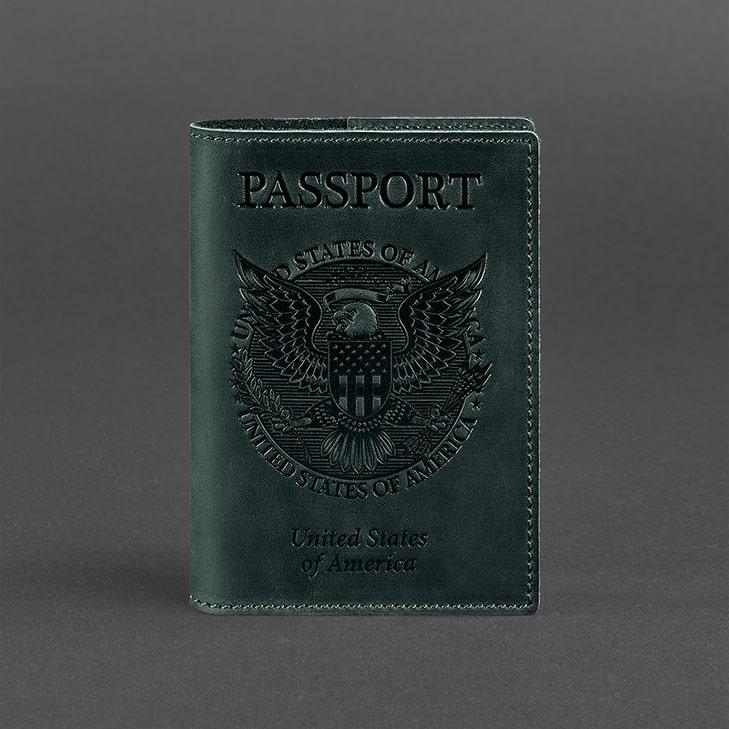 Обкладинка для паспорта з американським гербом, Смарагд BlankNote арт. BN-OP-USA-iz