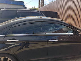 Hyundai Sonata YF 2010-2014 рр. Вітровики (4 шт., Sunplex Sport) AUC Дефлектори вікон Хюндай Соната YF