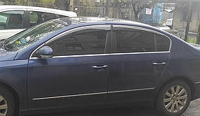 Volkswagen Passat B6 2006-2012 рр. SD Вітровики з хромом (4 шт., Sunplex Chrome) AUC Дефлектори вікон