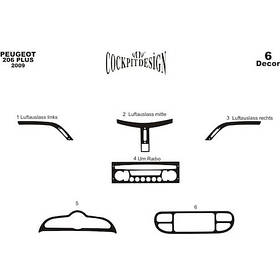 Peugeot 206 Plus 2009 ⁇  Накладки на панель Титан AUC Накладки на панель Пежо 206