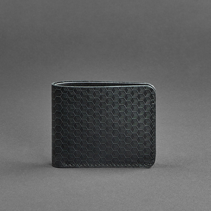 Чорне портмоне без застібки з натуральної рифленої шкіри BlankNote арт. BN-PM-4-1-g-karbon