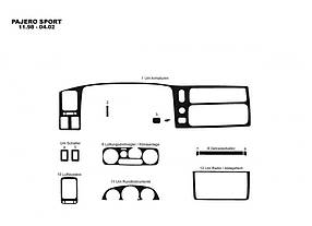 Mitsubishi Pajero Sport 1996-2002 Накладки на панель Дерево AUC Накладки на панель Мітсубісі Паджеро Спорт