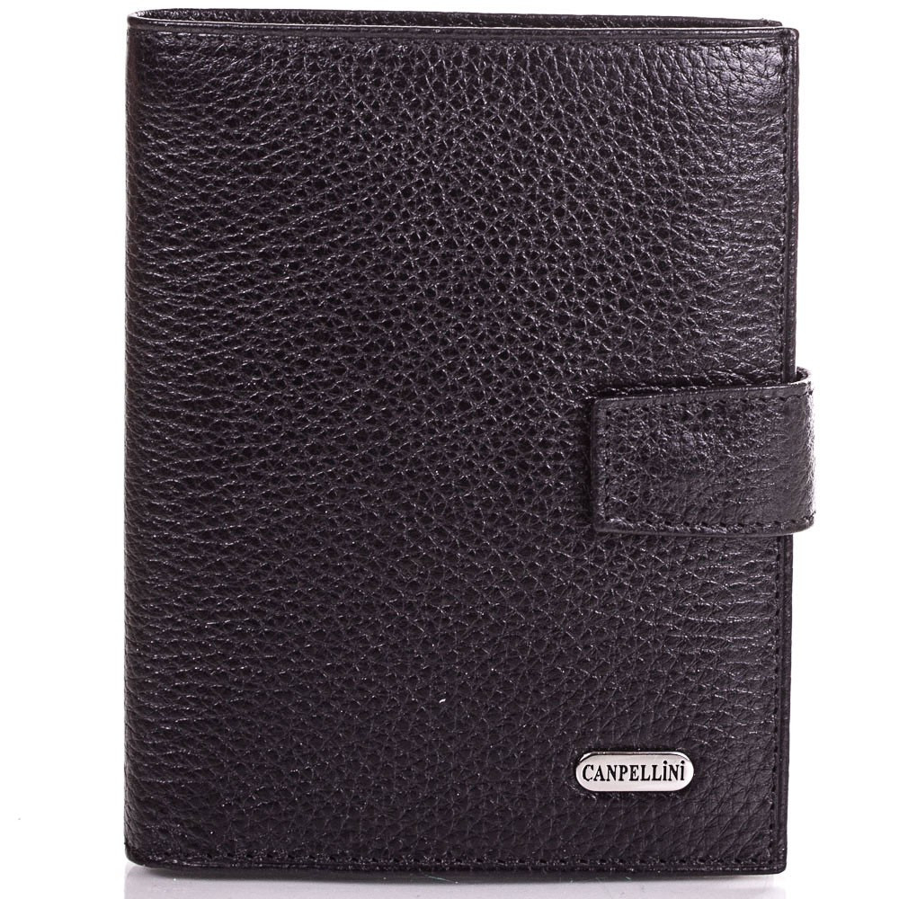 Вертикальний гаманець зі шкіри чорного кольору Canpellini арт. 506-7