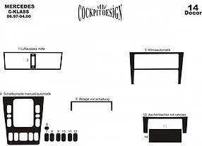 Mercedes W202 1997-2000 Накладки на панель Дерево AUC Накладки на панель Мерседес Бенц C-Клас W202