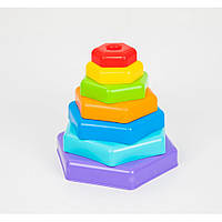 Іграшка розвиваюча "Пірамідка-райдуга" 39363, 6 деталей + платформа gr