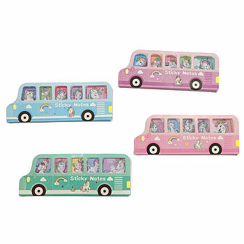 Закладки-індекси липкі ЛИДЕР 5шт Автобус-Єдинороги 10-002