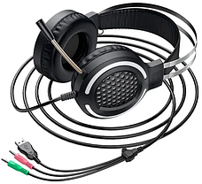 Навушники ігрові з мікрофоном Hoco ESD03 чорні, фото 2