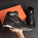 Чоловічі шкіряні кросівки чорні зимові, фото 2