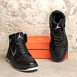 Чоловічі шкіряні кросівки чорні зимові, фото 4