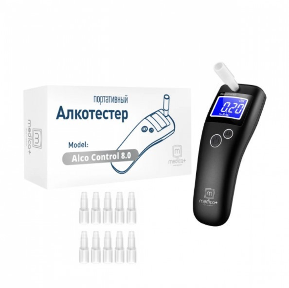 Алкотестер Medica+ Alco Control 8.0 + Комплект мундштуків 40шт., фото 1