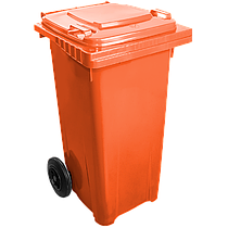 Бак для сміття на колесах із ручкою 120 л жовтогарячий