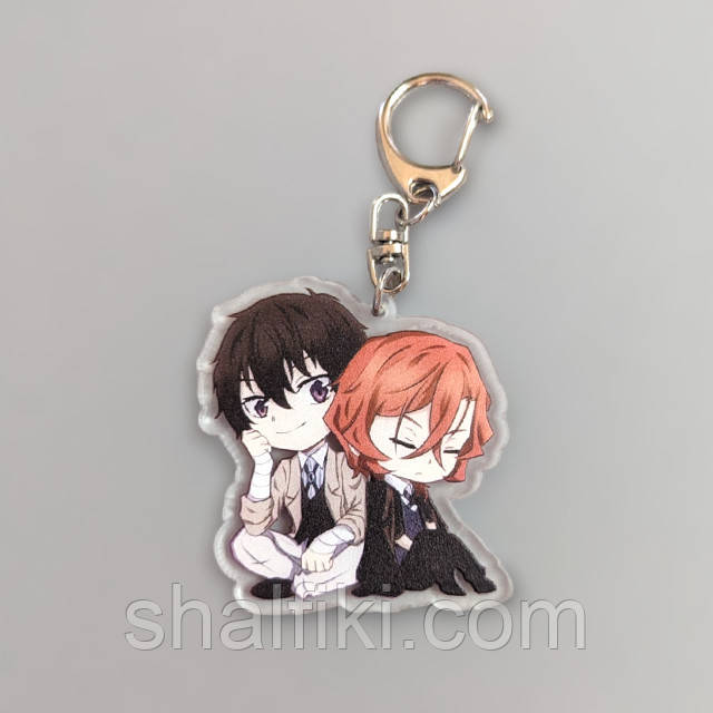 "Дазай и Чуя (Проза бродячих псів / Bungo stray dogs)" брелок акриловий двосторонній з уф-друком