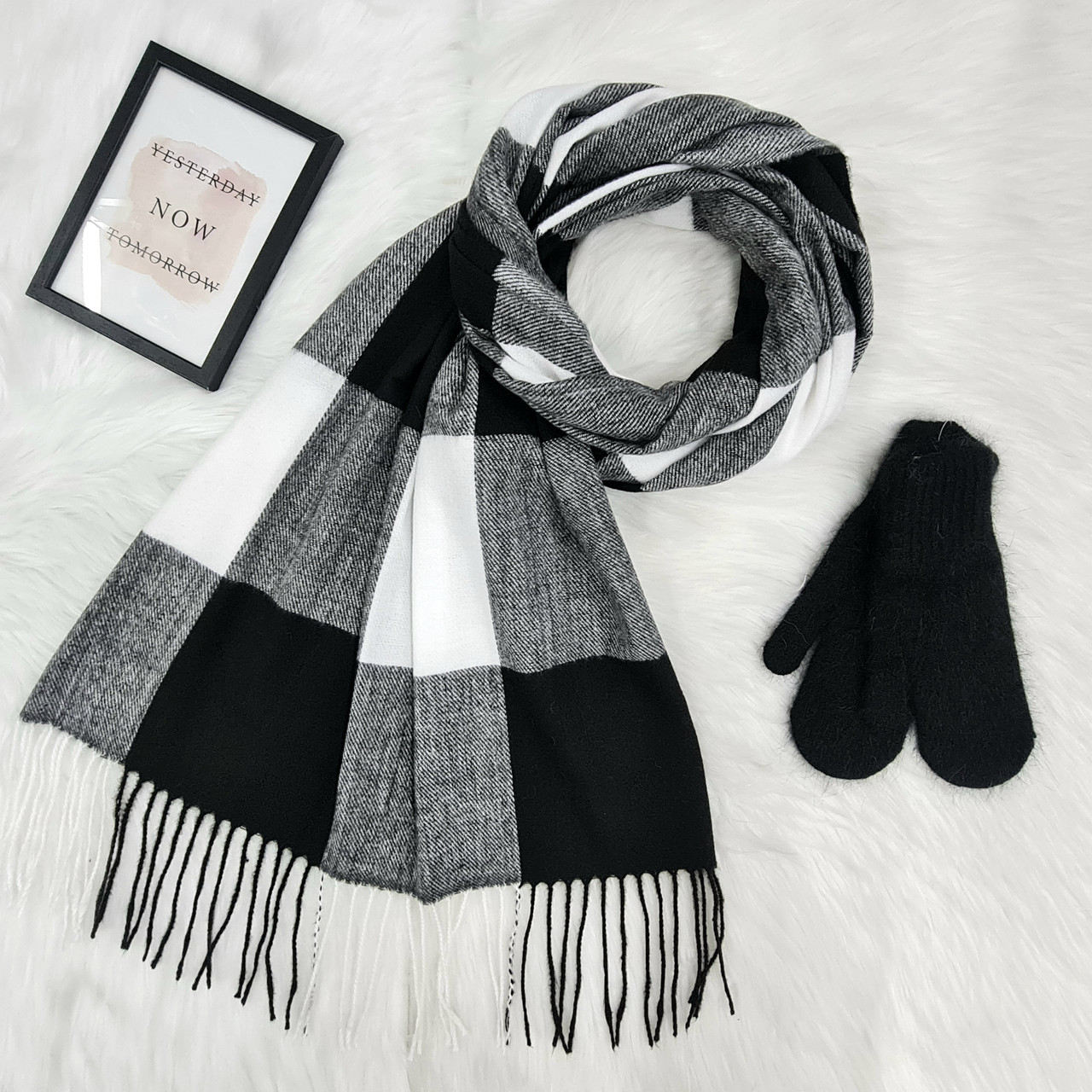 Комплект жіночий зимовий (шарф+рукавиці) M&JJ One size чорний 1119 - 4135