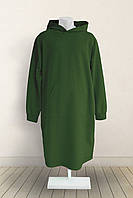 Женское худи-платье темно-зеленое S