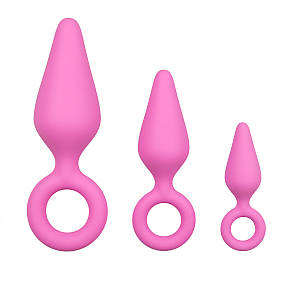 Набір анальних пробок Easytoys Pink Buttplugs With Pull Ring - Set