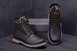 Чорні чоловічі шкіряні зимові черевики, фото 5
