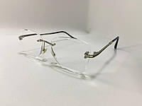 Коригувальні окуляри для зору жіночі безправні з тонкими дужками Золотистий, +3.5