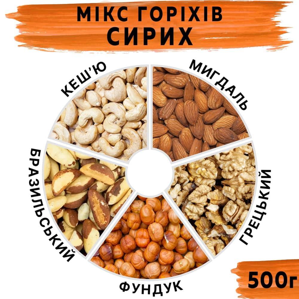 Мікс горіхів сирих 500 г