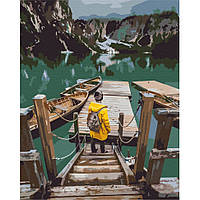 Картина по номерам "Путешественник на озере Брайес" BS52565 Brushme 40х50 см gr