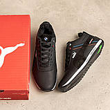 Шкіряні чоловічі чорні кросівки зимові, фото 4