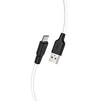 Кабель HOCO X21 Plus USB - Micro 2.4A, 2m, силиконовый, силиконовые разъемы, цвет черный белый