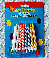 Свічки в торт із блискітками, 8 свічок із підставками, діаметр свічки 0,8 см, висота 8 см
