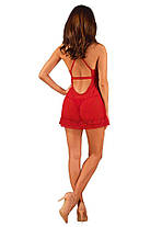 Прозора сорочка бебі-дол Obsessive Lacelove babydoll & thong M/L Red, мереживо, стрінги, фото 3