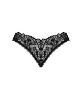 Мереживні стрінги Obsessive Donna Dream crotchless thong XL/2XL Black, відкритий доступ, фото 6