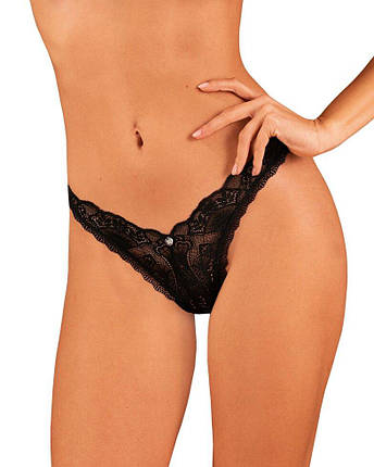 Мереживні стрінги Obsessive Donna Dream thong M/L Black, низька посадка, фото 1