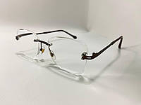 Корректирующие очки для зрения женские безоправные с тонкими дужками -2.5, Бронзовый