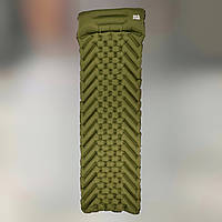 Каремат надувной Skif Outdoor Bachelor Ultralight, 190х55х5 см, цвет Олива, лёгкий надувной каремат военный