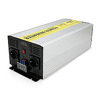 Інвертор напруги RITAR RSC-5000, 12V/220V, 5000W з правільною синусоїдою, 2xShuko, 1xUSB, клемні дроти, клемні