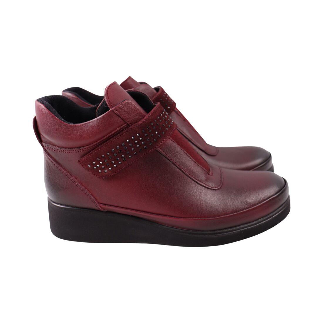 Черевики жіночі Kesim бордові натуральна шкіра, 37, фото 1