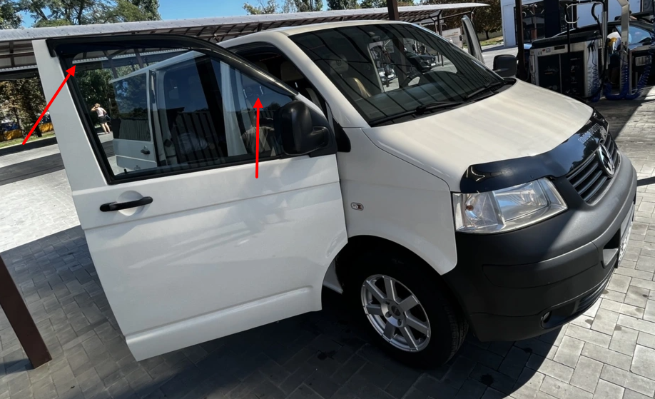Дефлектори вікон VW T5 с 2003-2015 Вітровики Фольцваген Т5, фото 1