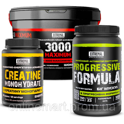 Комплект для массы Extremal 1,95 кг Гейнер для набора массы Протеин для ...