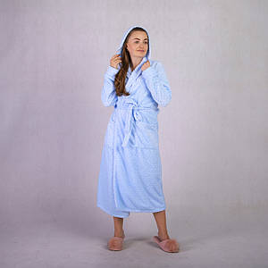 Жіночий довгий махровий халат "Косичка-блакитний" р.42,50, 54