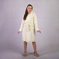 Жіночий махровий короткий халат "Косичка молочна" р.42, 46, 54