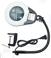 14-00-046. Лупа-лампа гнучка на струбцині, збільшення 5х діам.-130мм, чорна, LED підсвічування, ZD-129В