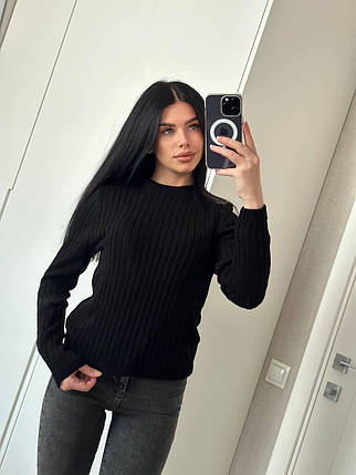Стильний жіночий в'язаний светр у смужку вовна, фото 1