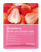 Маска для лица тканевая BIOAQUA Strawberry Tender and Smooth Mask тонизирующая, с экстрактом клубники