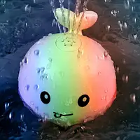 Игрушка для ванной Qinye Toys Большой Кит спрей светящийся с фонтаном 15 см Розовый EL0227