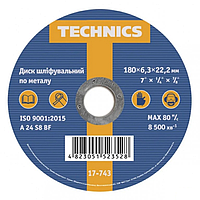 Диск шліфувальний по металу Technics Д 180 х 6,3 х 22 мм