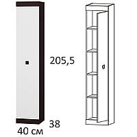 Узкий шкаф / пенал закрытый с 5 полками в спальню прихожую гостиную Венге + Белый