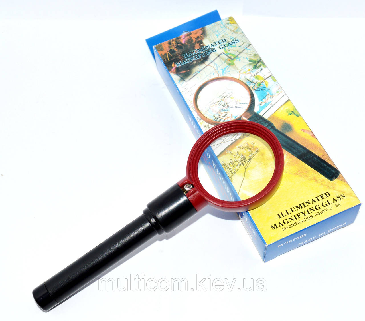 14-04-001. Лупа ручна, збільшення 5х, діам.-50мм, кругла, з підсвічуванням, MG82008, фото 1