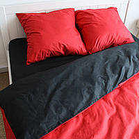 Комплект постельного белья двуспальный евро Сатин Красный и черный Ananasko 990546