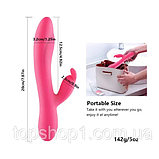 Подвійний вібратор вагінальний зі стимуляцією клітора, вібратор жіночий із підігріванням, інтимні іграшки, фото 8