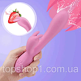 Подвійний вібратор вагінальний зі стимуляцією клітора, вібратор жіночий із підігріванням, інтимні іграшки, фото 3