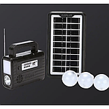 Портативна сонячна система GDPLUS GD-8028 9V 220Вт Power bank на сонячній батареї з радіо та 3 лампочки, фото 6
