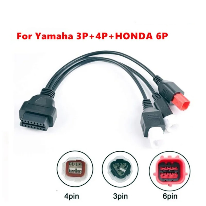 ПЕРЕХОДНИК YAMAHA 3-4 pin + honda 6 pin універсальний адаптер 16Pin OBD2 OBDII кабель діагностичний