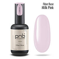 База для гель-лака PNB UV/LED Fiber Base Milk Pink с нейлоновыми волокнами, 17 мл